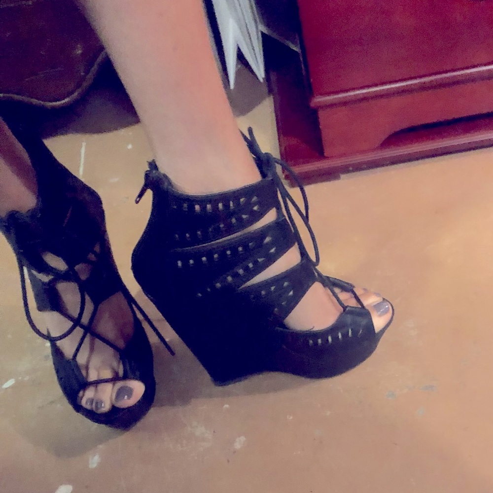 Charlotte Russe wedge sandals black 6.5